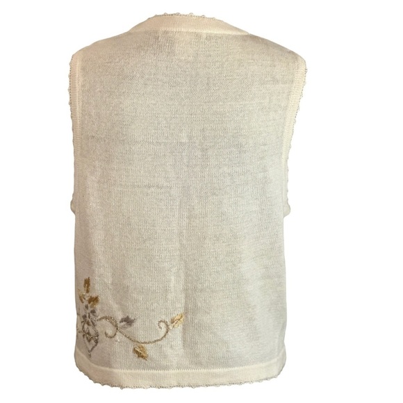 Vintage Arriviste Ugly Christmas Sweater Vest Adorned w. Silver & Gold Medium - Picture 9 of 14